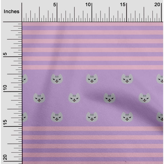 oneOone Viscose Jersey Fabric Stripe & Cat Face Animal Print Fabric by Yard 60 Inch Wide