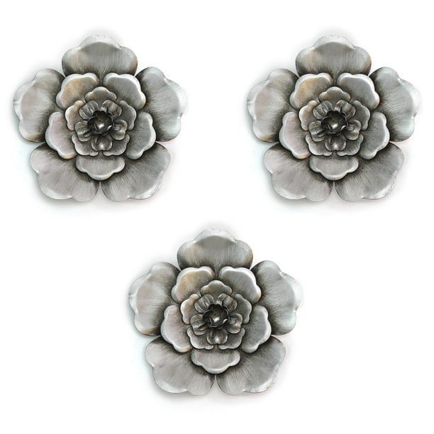 Stratton Home Decor Silver Metal Wall Flowers Set Of 3 Com - Stratton Home Decor Rustic 3 Piece Flower Set Stratton Home Decor Silver Metal Wall Flowers Set Of 3 Com - Stratton Home Decor Rustic 3 Piece Flower Set