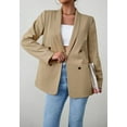 thumbnail image 5 of Solid Color Lapel Double Breasted Long Sleeve Blazer for Women Khaki Medium, 5 of 5