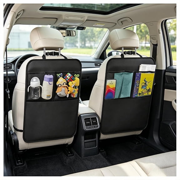 ARLAJO 2-Pack Rear Seat Protectors 24"x16.5" - Waterproof Kick Mats for SUV Truck Van, Extra Large Car Seat Back Cover with Mesh Storage Pockets, Easy Clean & Non-Slip