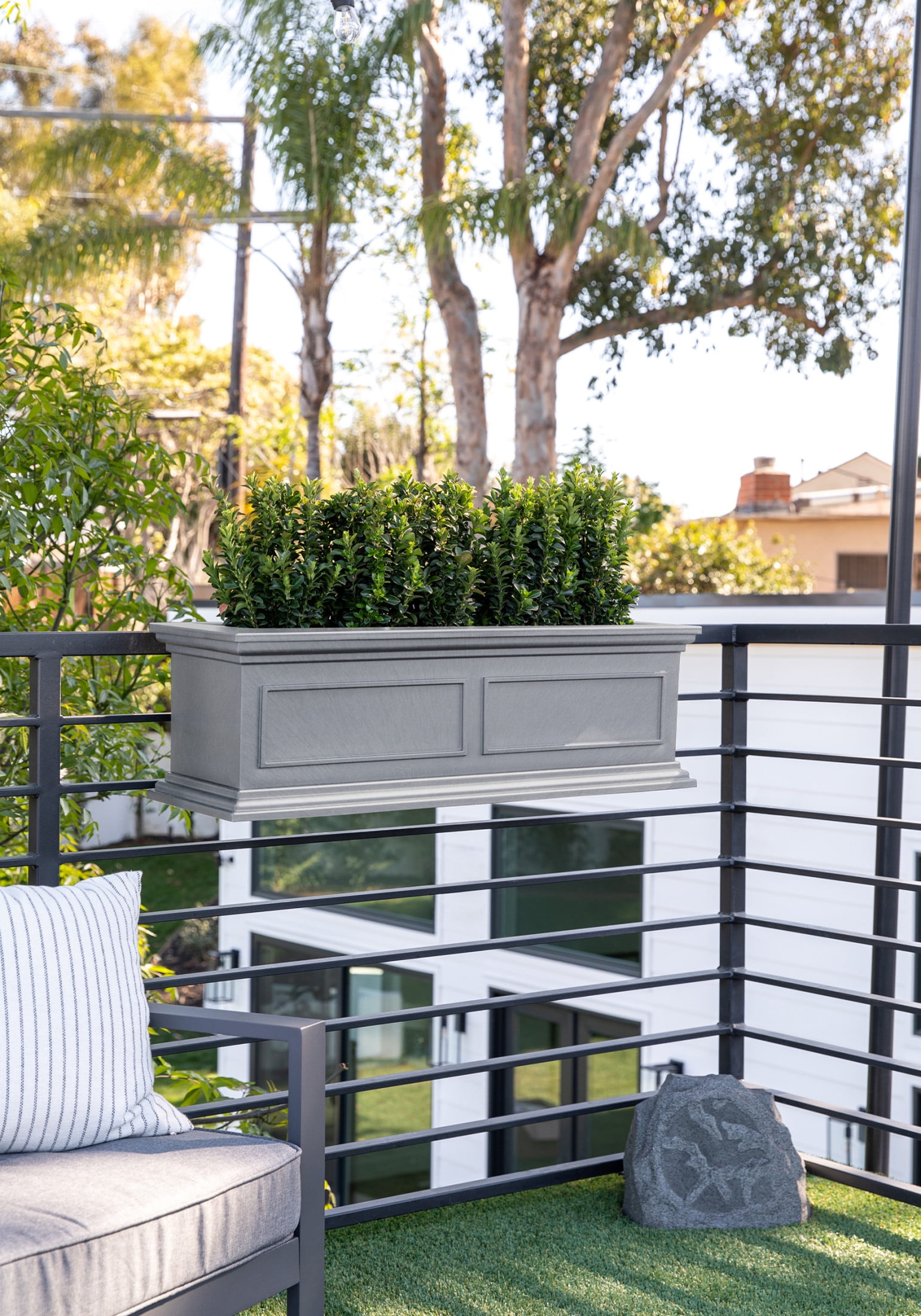 Veradek Brixton Railing Window Box 36" Plastic Planter - Gray