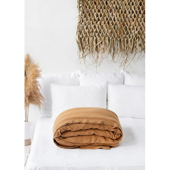 Pavish Export Linen Duvet Cover In Cinnamon Washed Custom Size Farmhouse Décor Donna Quilt Cover Button Twin