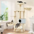 thumbnail image 6 of Dextrus Modern Tall Cat Tree, 66.1 Inches Wood Cat Tower Heavy Duty with Condo, 2 Basket, Scratching Post, Removable Pads, Multi Level for Indoor Large Cats, 6 of 7