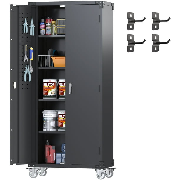 GangMei 72 in Metal Garage Storage with Wheels and Pegboard