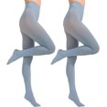 thumbnail image 2 of 2 Pairs Women's Solid Color Tights 80D, Soft Opaque Microfiber Tights, 2 of 4