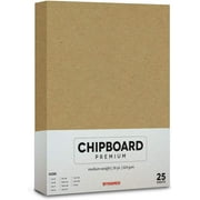 25 Sheets of Chipboard, 30pt (Point) Heavy Weight Cardboard .030 Caliper Thickness, Craft and Packing, Brown Kraft Paper Board (11 x 17")
