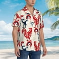 thumbnail image 5 of Xecao Roosters print Hawaiian shirt - a stylish short-sleeve button-down for men, perfect for casual beach and tropical outings., 5 of 9