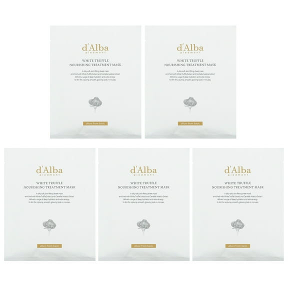 d'Alba White Truffle Nourishing Treatment Beauty Mask, 5 Sheet Masks, 0.84 fl oz (25 ml) Each