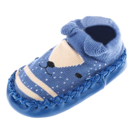 

Hot Toddler Unisex Cotton Socks Boys Slip Shoes Cartoon - blue 14
