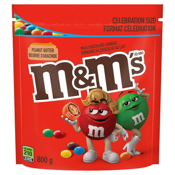 M&M'S, Peanut Butter Milk Chocolate Candies, Pantry Size Share Bag, 800g, 1 pouch, 800g