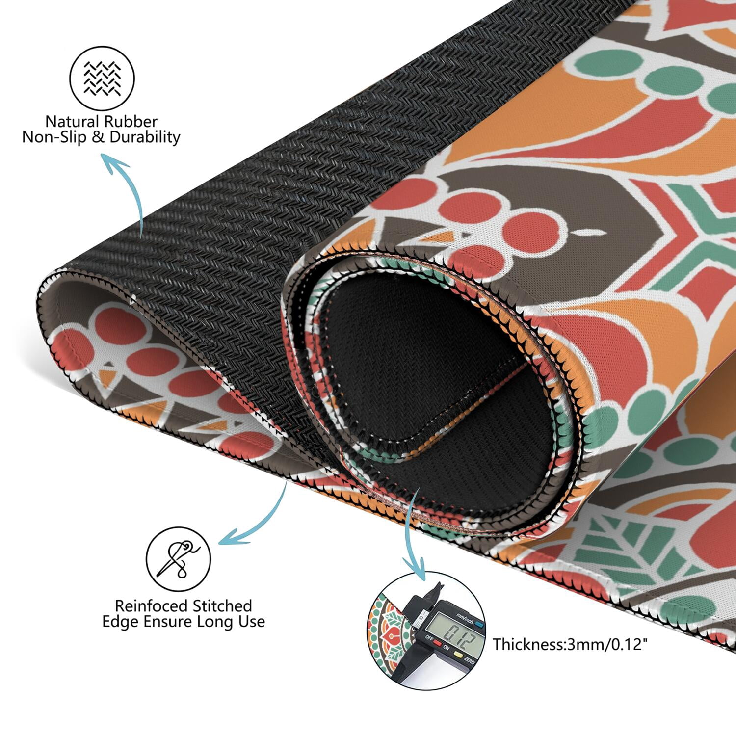Mandala Mahjong Mat for Table, 31.5*31.5in Anti Slip American Mahjong Table Cloth, Noise Reduction, Neoprene Mah jongg Mat with Carrying Bag & 3 Dices, Mahjong Accessories Gift, Board Tile Games Mats