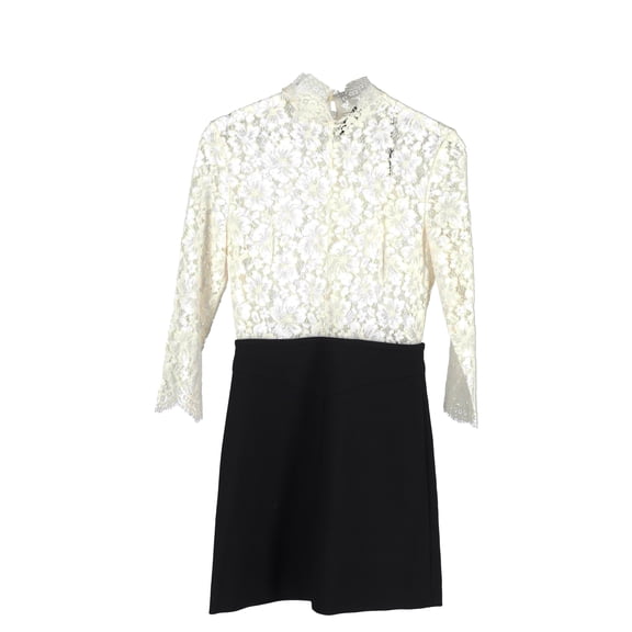 Pre-Owned Sandro Two Tone Lace Dress in White Cotton