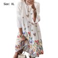 thumbnail image 1 of Baohd Robe Midi à Manches Longues Imprimée Col Rond Grande Grande Balançoire Taille Haute Vêtements pour Femmes Blanc TG, 1 of 6