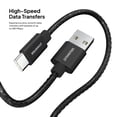 thumbnail image 5 of Powertek USB-A to USB-C Cable, Fast Charging Type-C Charger Cord, Durable Tangle-Resistant Sync Cable, Black Glitter, 6FT, 5 of 7