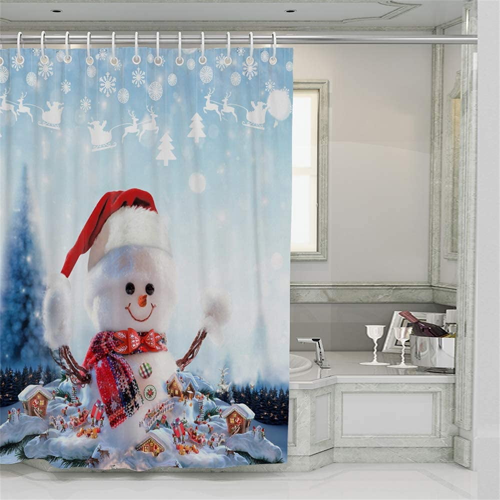 3D Print Christmas Bathroom Shower Curtain Waterproof Mildewproof Bathroom