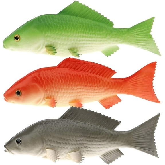 3 Pcs Artificial Lifelike Red Green Black Carp Collection Fake Fish for Home Party Kitchen Decoration - 9 inch
