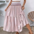 thumbnail image 4 of WTOBBY Women's Bohemian Print Smocked Floral Maxi Skirt with Loose High Waist and Big Swing, Summer Beach A-Line Pleated Long Skirt for Casual Vacation Wear,Pink XL, 4 of 5