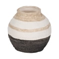 thumbnail image 4 of Textured Ceramic Striped Vase for Living Room Decor and Home Accents - Modern Decorative Flower Vase for Room, Bedroom, or Office Display - Ideal for House and Table Styling - 8", Tan & Ivory, 4 of 9
