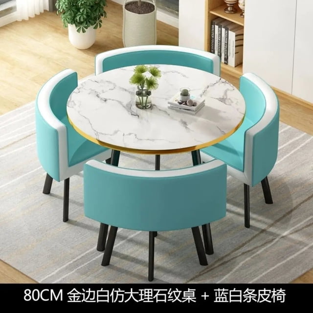 Simple Reception Negotiation Imitation Marble Pattern Wooden Table Chair Group Rest Area Office Meeting Restaurant Table Chair My Lux Decor Round