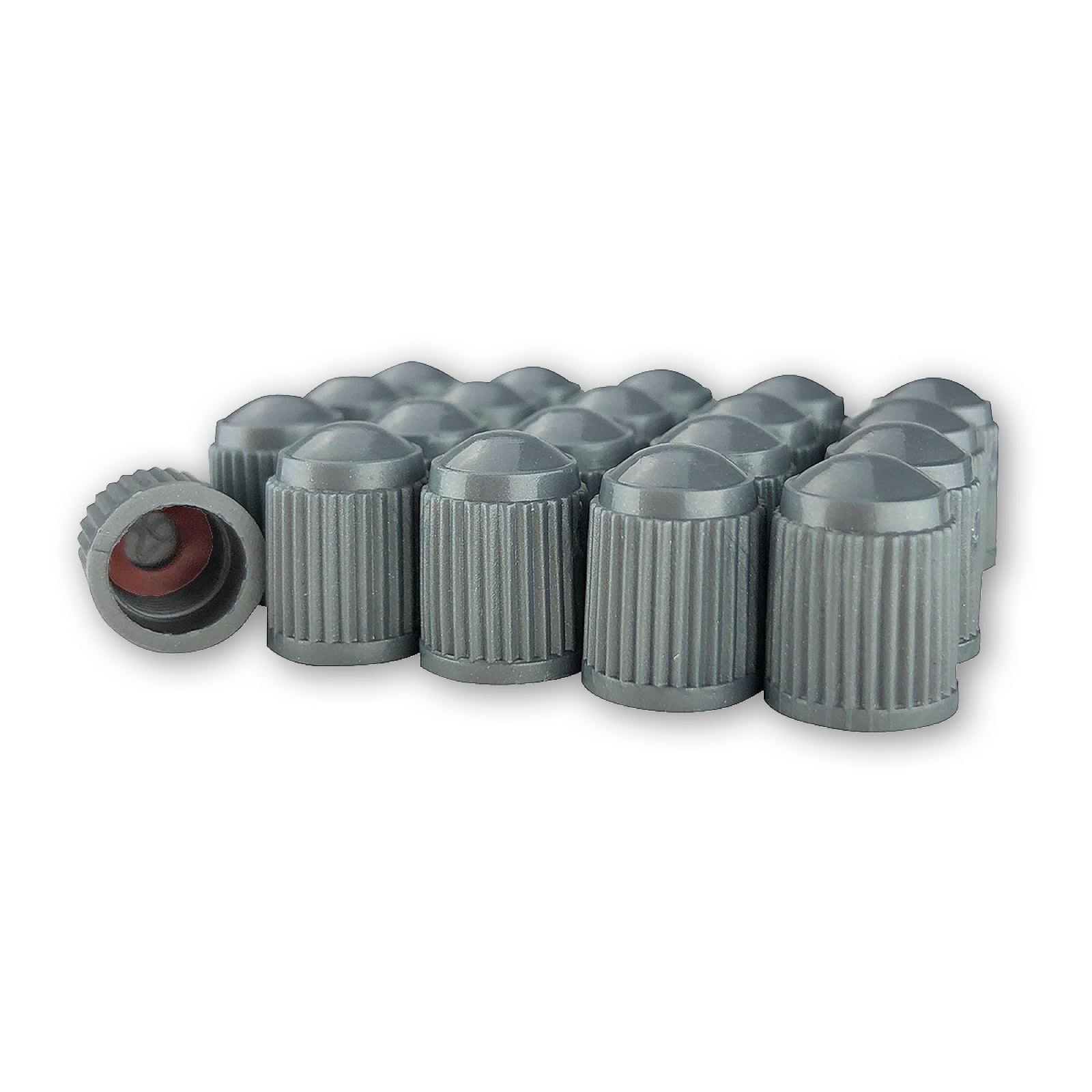 Pack of 20 Gray Valve Stem Caps with Inner Seals for All Schrader Type