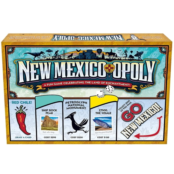 Late For The Sky: New Mexico-Opoly - State Themed Opoly-Style Board Game, Landmark Properties, Family Strategy, 2-6 Player, Traditional or 1hr Version