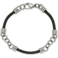 thumbnail image 4 of Chisel Stainless Steel Polished Black IP-plated Cable Bracelet - 9", 4 of 7