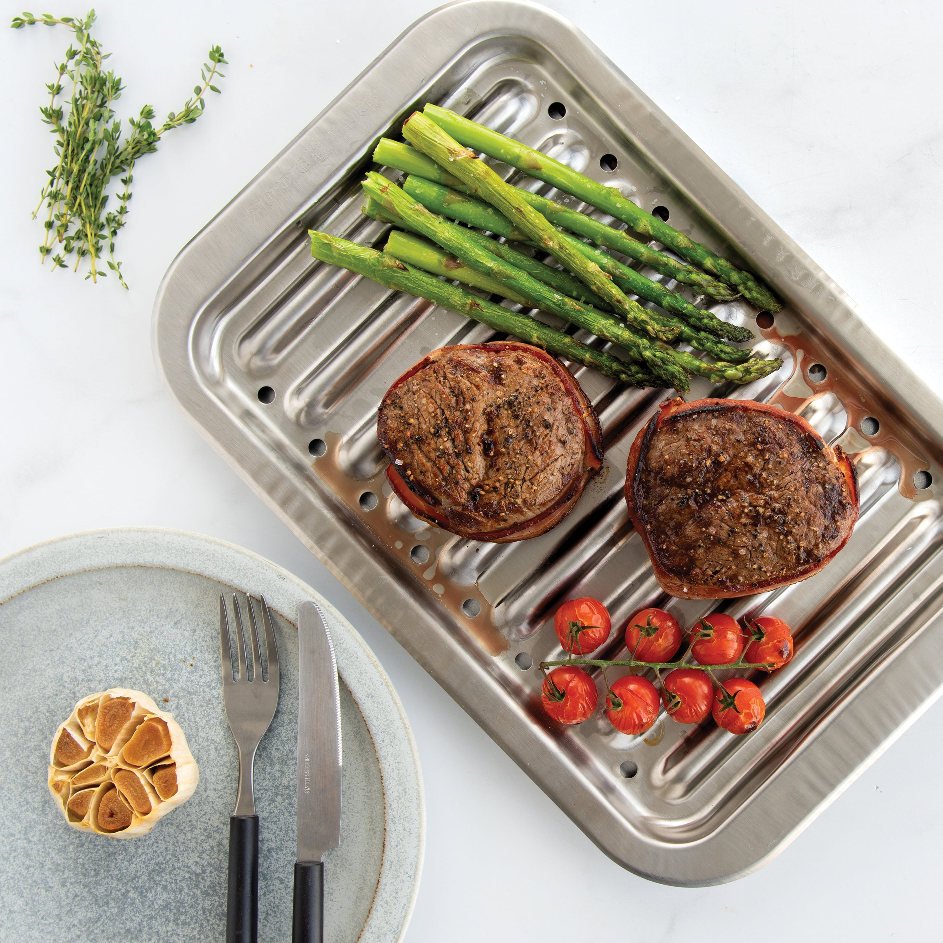 Nordic Ware Naturals 2-Piece Broil and Grill Baking Pan with Crisping Rack