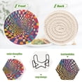 thumbnail image 4 of Yayeee 6 PCS Drink Coasters with Holder Set Woven Absorbent Round Tabletop Hot Pad, Colorful Wavy Plaid, 4 of 7