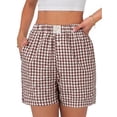 thumbnail image 4 of Fantaslook Plaid Shorts for Women Button Gingham Cotton Shorts Summer Lounge Boxers Beach Shorts with Pocket, 4 of 10