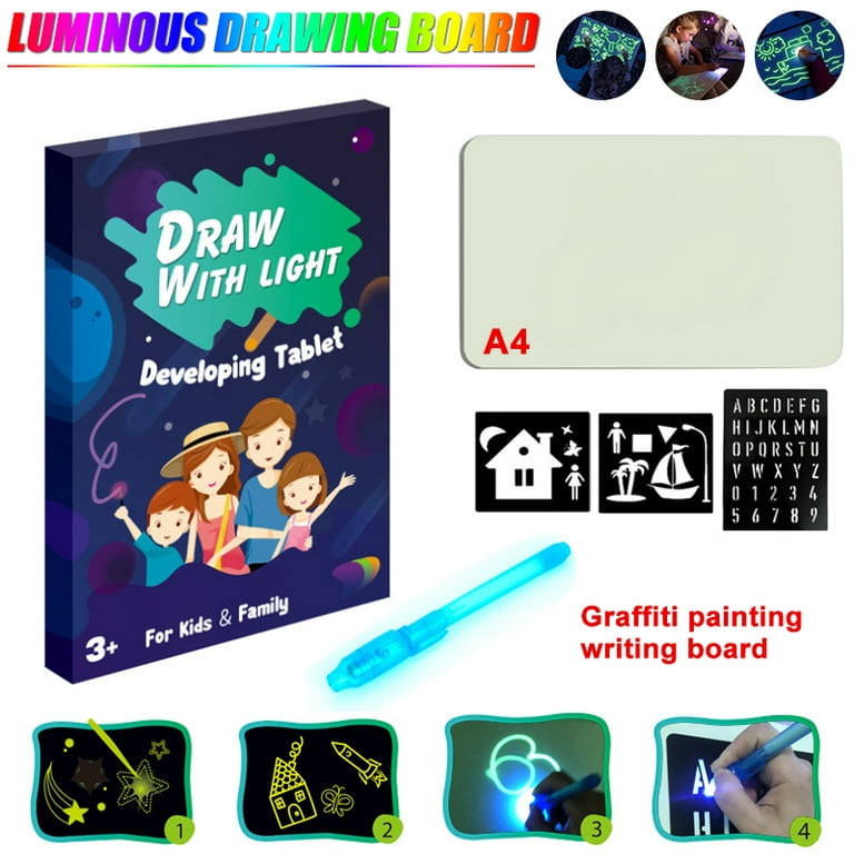 Kids Paint With Light Drawing Board Educational Fun Developing Toy