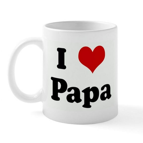 CafePress - I Love Papa Mug - 11 oz Ceramic Mug - Novelty Coffee Tea Cup