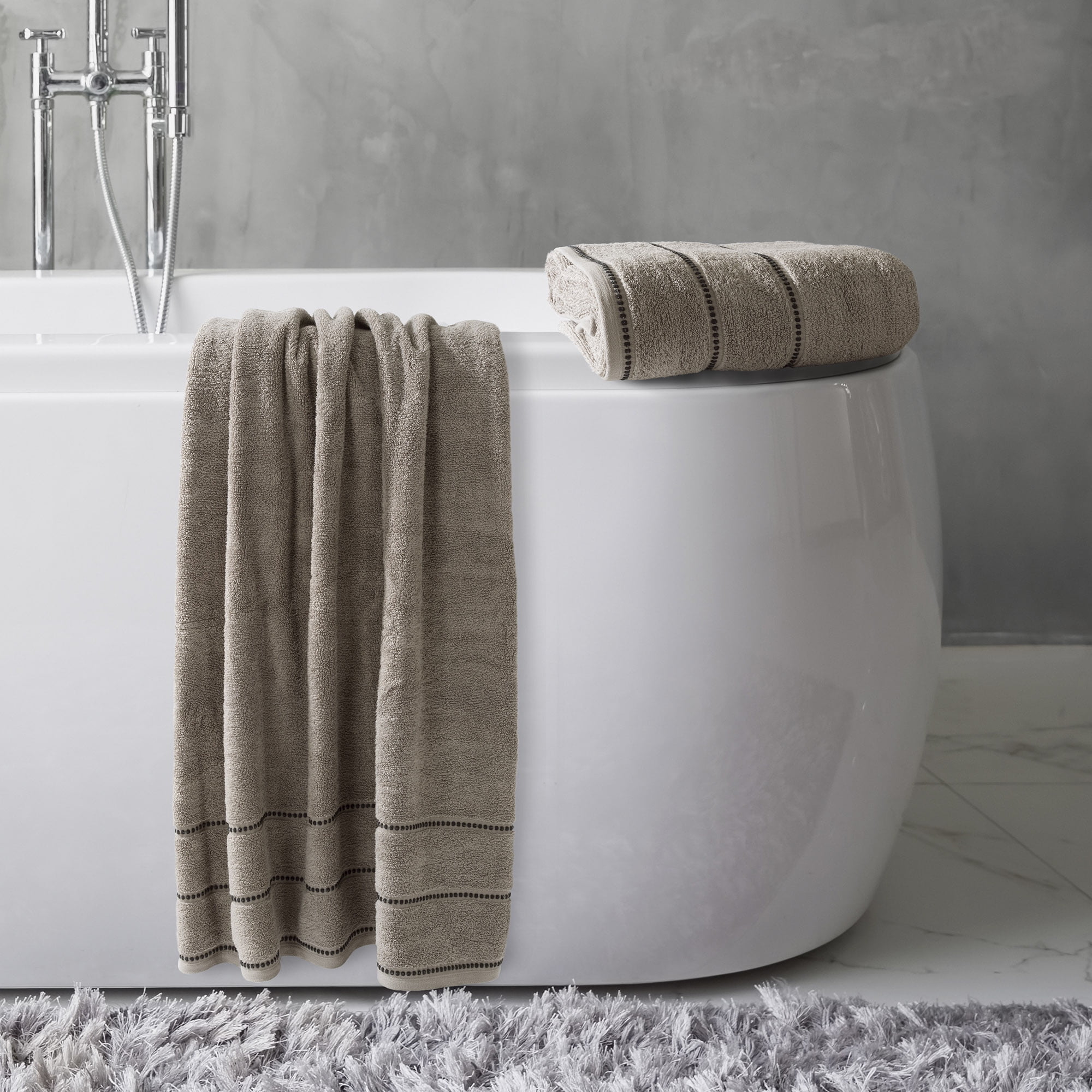 Cotton Craft - 7 Star Luxury Hotel Super Zero Twist 6 Piece Towel Set -  Mercury (Silver) - 615 Grams 100% Zero Tw…