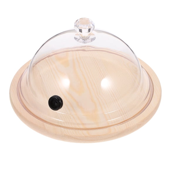 USHOBE Cake Domes With Base Simple Design Wood 1 Set