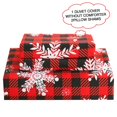 thumbnail image 3 of Juego de fundas de edredón JSD Red Buffalo Plaid Snowflakes King Size, 3 of 7