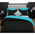 thumbnail image 6 of D.N.G. BEDDINGS 5 Piece Luxury Reversible Diamond Pattern Comforter Set Premium Super Soft, All Season 800 TC, 100% Egyptian Cotton Full/Queen Size Turquoise Blue/Black Solid Color, 6 of 7