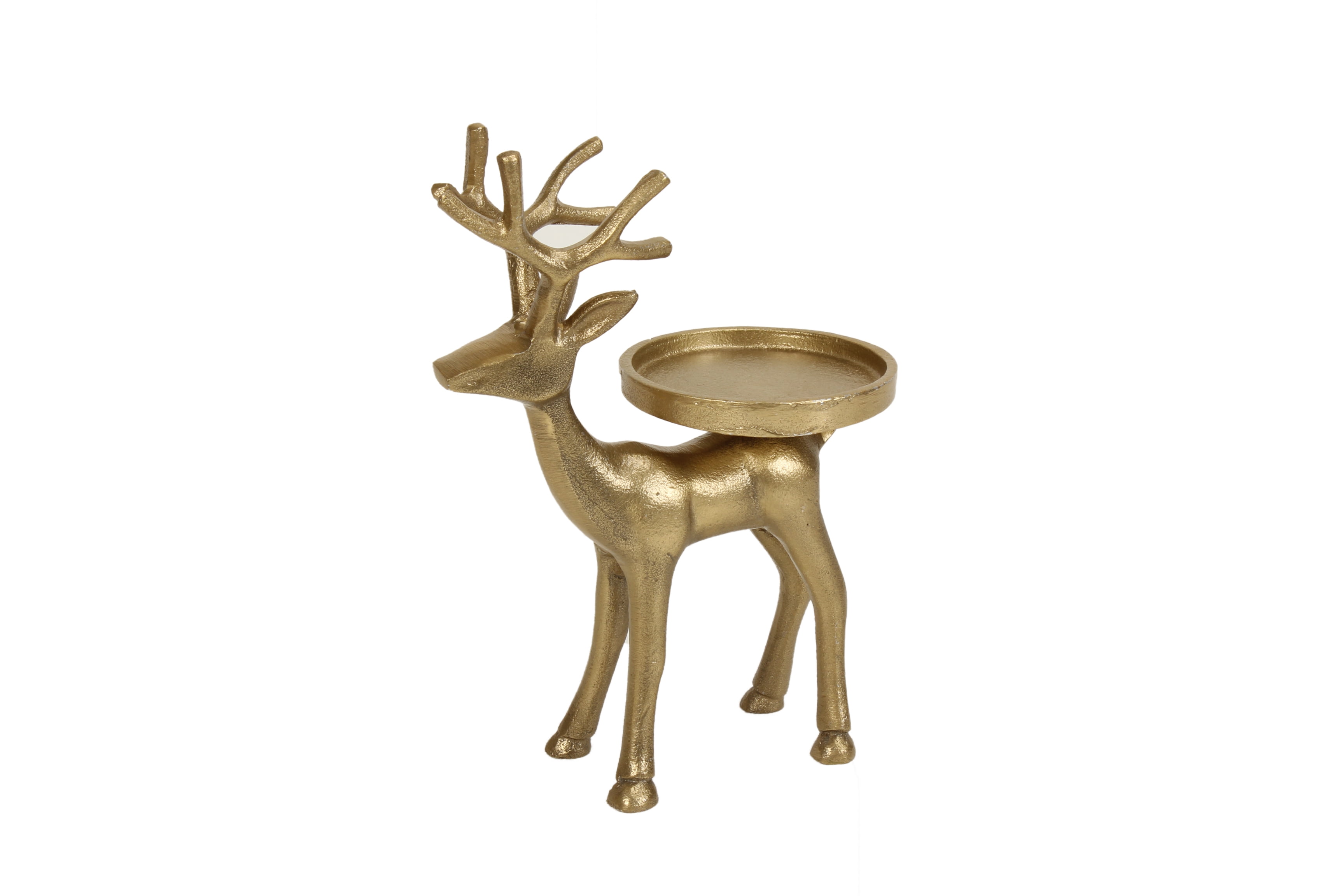 Gold Metal Christmas Reindeer Tealight Candle Holder 