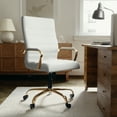 thumbnail image 4 of Flash Furniture Whitney High-Back Swivel LeatherSoft Desk Chair with Armrests, White/Gold, 4 of 19