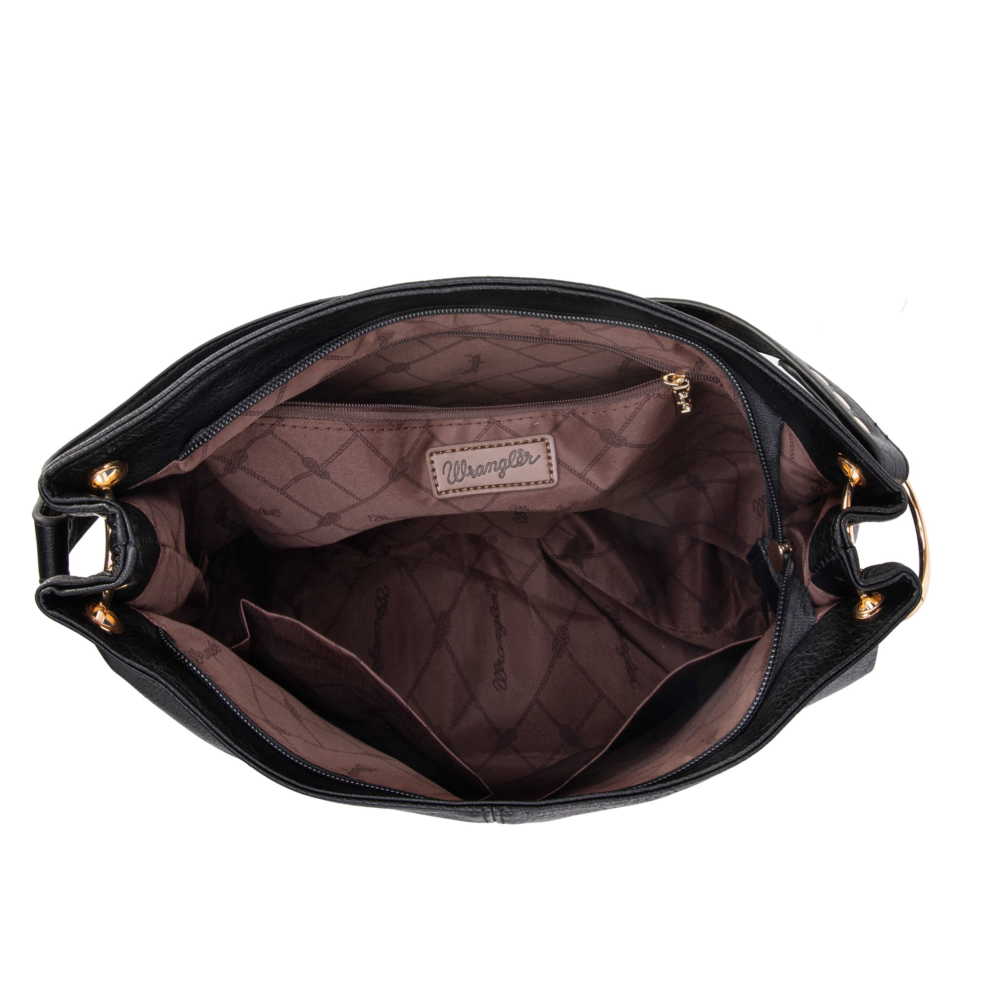Wrangler Hobo Bags for Women Leather Tote Bag Shoulder Bag Top Handle Satchel Purses and Handbags, Solid Black