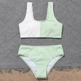 thumbnail image 4 of Girls Swimsuit 2 Pieces Splicing Color Beach Kids Bikini Set 7-14T, 4 of 6