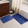 thumbnail image 1 of Lavish Home 67-0034-N Coral Fleece Embossed Pattern Memory Foam Bath Mat, Navy, 1 of 4