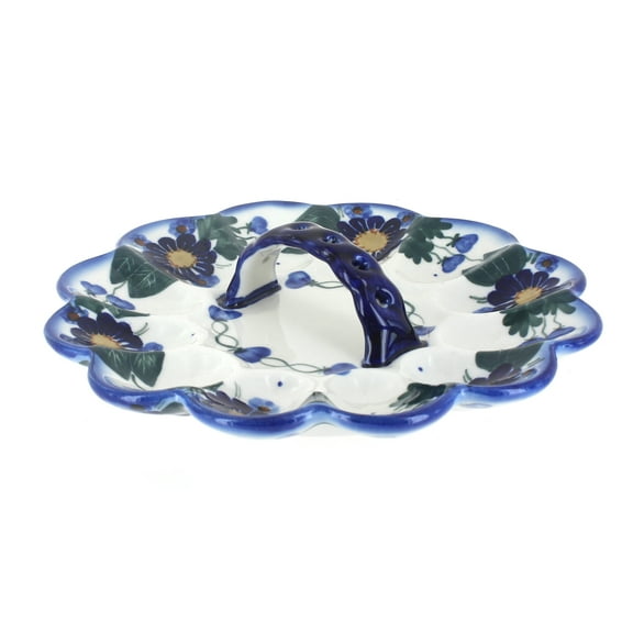Blue Rose Polish Pottery Forget Me Not Egg Plate