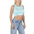 thumbnail image 7 of Socal Look Women's Sleeveless Crew Neck Sweater Top in Stretchable Viscose Blend Aqua Sky, L, 7 of 7