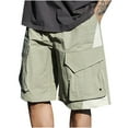 thumbnail image 3 of Kmdttou Men's Shorts Summer Casual Solid Color Portable Fashion Pockets Drawstring Elastic Waist Zipper Comfortable Shorts Cargo Pant (Available in Big & Tall), 3 of 6