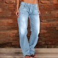thumbnail image 4 of Clearance! Women's Flare Jeans Low Waisted Straight Leg Ripped Denim Pants Light Blue XXL Size, 4 of 7