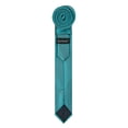thumbnail image 3 of Jacob Alexander Men's Woven Subtle Mini Squares 1.5 inch Ultra Skinny Width Neck Tie - Teal Green, 3 of 7