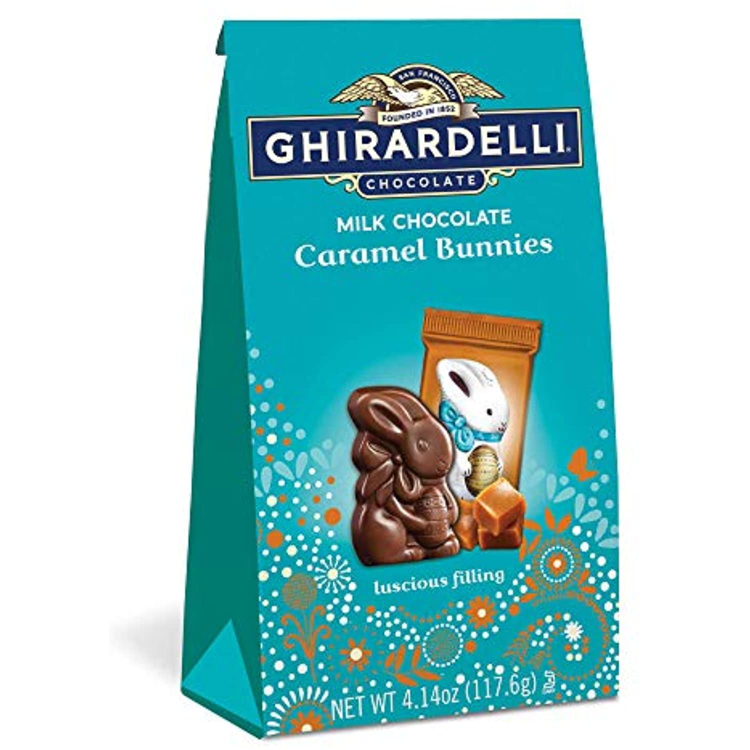 Ghirardelli Milk/Caramel Filled Chocolate Bunny Bag, 4.14 Ounce (Pack