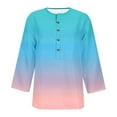 thumbnail image 7 of Charella 3/4 Sleeve Tops for Women Summer Dressy Casual Button down Crew Neck Shirts Floral Printed Loose Fit Tunic Blouses (S, Sky Blue), 7 of 7
