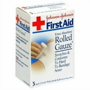 JOHNSON & JOHNSON Red Cross First Aid Rolled Gauze 3 Inches x 2.50 Yards