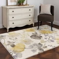 thumbnail image 3 of 3'x5' Area Rugs, Yellow Grey Botanical Indoor Outdoor Area Rug for Living Room Bedroom, Spring Floral Watercolor Rustic Washable Bathroom Rugs Kitchen Floor Carpet Mats Home Decor Aesthetic, 3 of 8