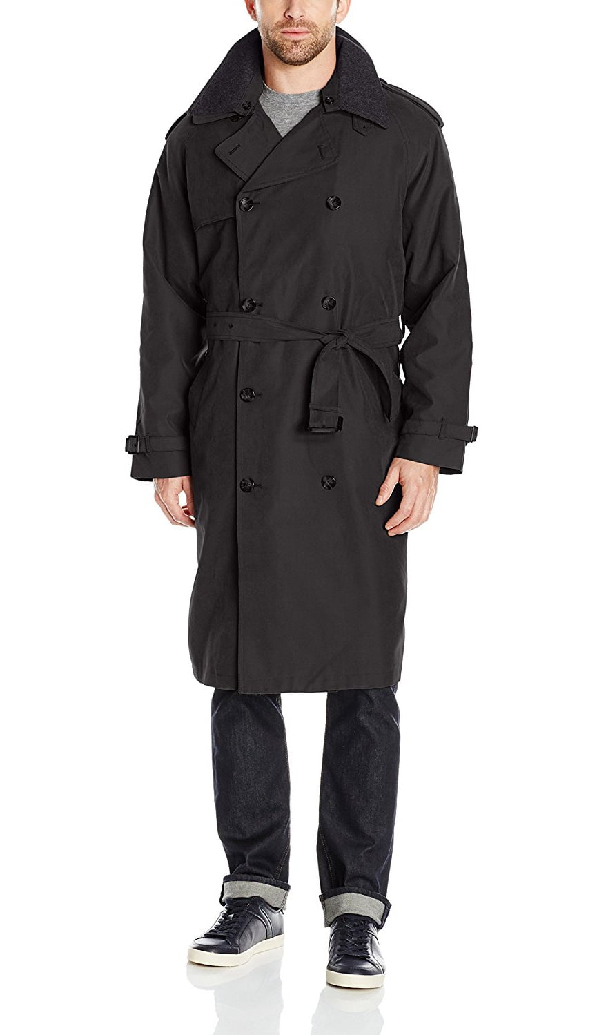 Tredje vinkel Kontrakt London Fog Men's Double Breasted Belted Iconic Trench Coat, with Zip Out  Liner -Black - 40S - Walmart.com
